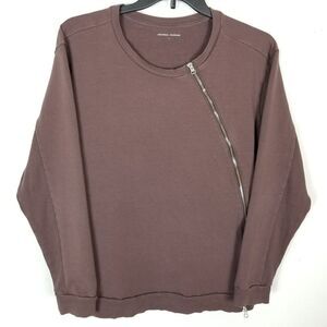Universal Standard Women Asymmetrical Zip Sweater‎ Size 22/24 Pima Cotton Brown